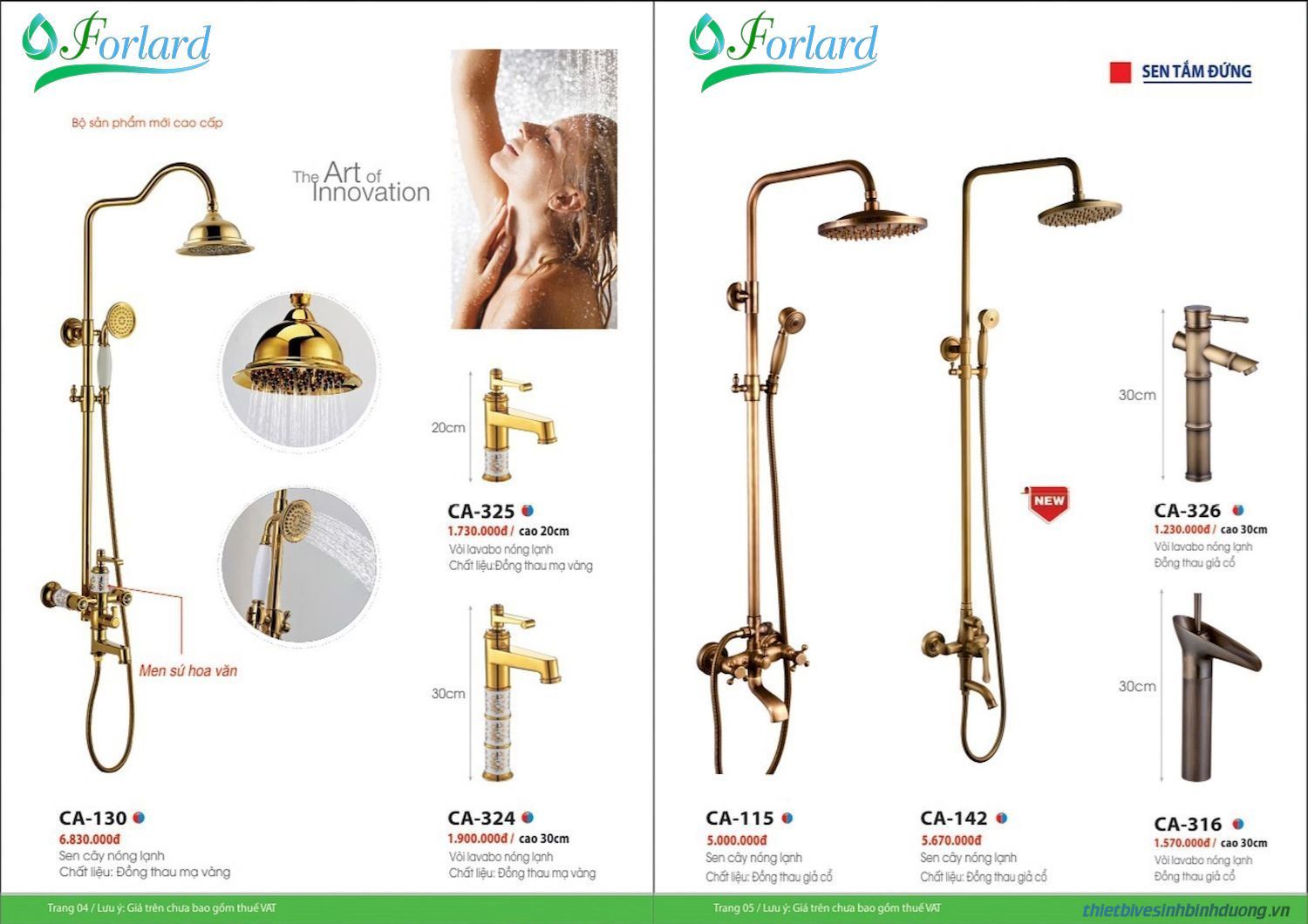 Thiết bị vệ sinh FORLARD Catalogue và Bảng giá mới nhất /Page 2